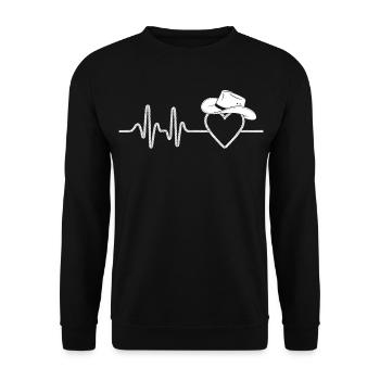 Battement de cœur avec silhouette de chapeau - Sweat-shirt Unisexe - noir - Devant - Alina (178cm) & Michal (187cm)