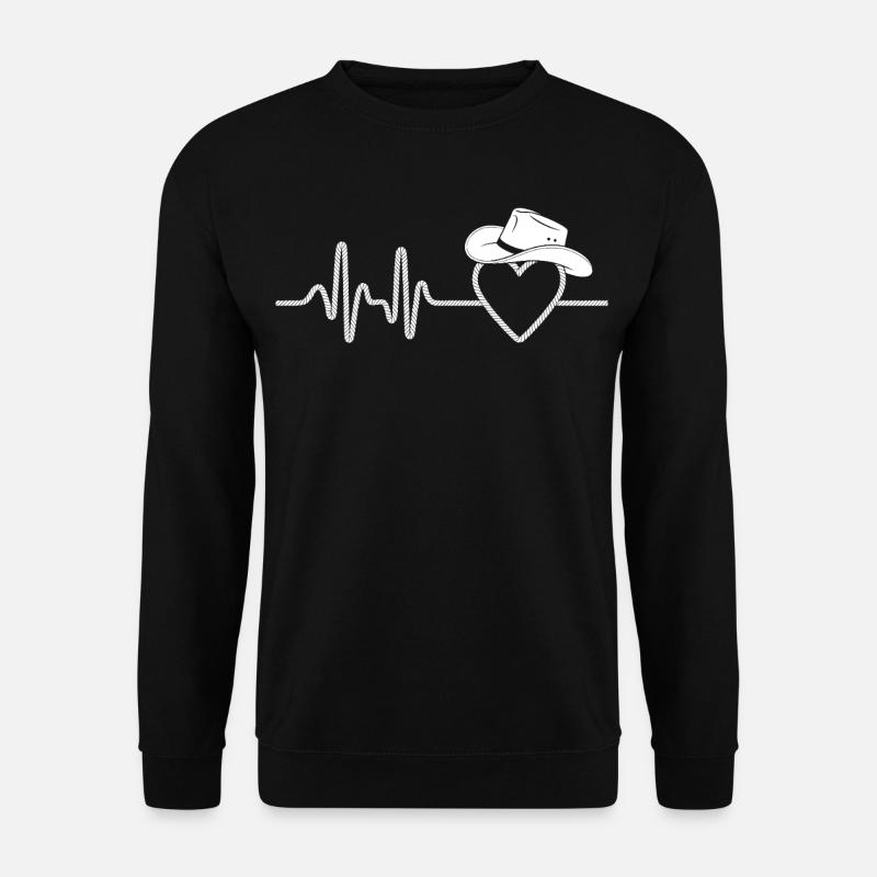 Herzschlag mit Hut Silhouette - Unisex Pullover - Schwarz