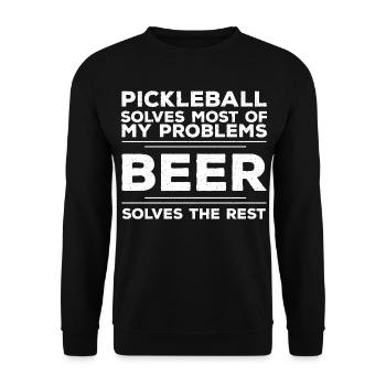 Pickleball löst die meisten meiner Probleme. Bier löst - Unisex Pullover - Schwarz - Vorne - Alina (178cm) & Michal (187cm)