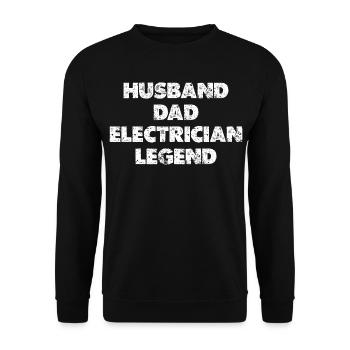Husband Dad Elektriker Legende - Unisex Pullover - Schwarz - Vorne - Alina (178cm) & Michal (187cm)