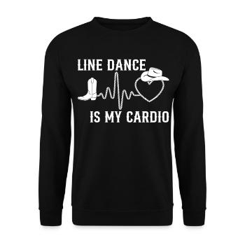 Line Dance ist mein Cardio - Unisex Pullover - Schwarz - Vorne - Alina (178cm) & Michal (187cm)