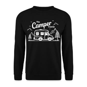 The Camper Family Campingbus Berge Abenteuer - Unisex Pullover - Schwarz - Vorne - Alina (178cm) & Michal (187cm)