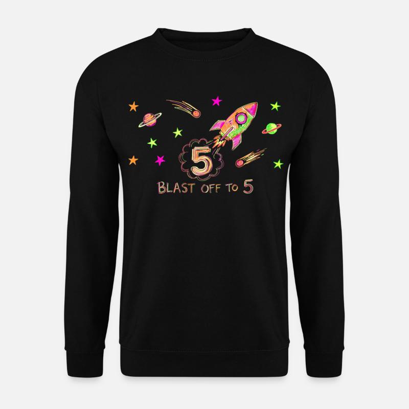 Blast Off To 5 Rocket Drawing - Unisex Sweatshirt - black