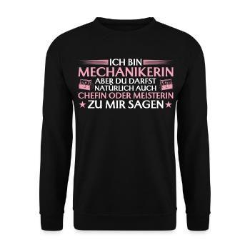 Artisane, patronne ou maîtresse artisane - mécanicienne - Sweat-shirt Unisexe - noir - Devant - Alina (178cm) & Michal (187cm)