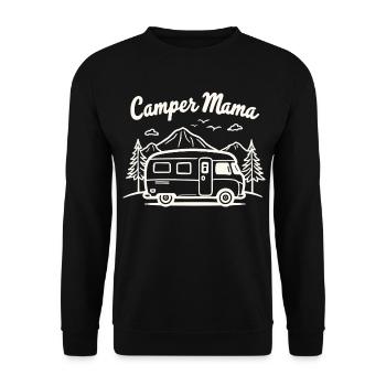 Camper Mama Abenteuer Berge Campingbus - Unisex Pullover - Schwarz - Vorne - Alina (178cm) & Michal (187cm)