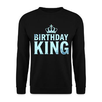 Birthday King Krone Herren Geburtstag Outfit - Unisex Pullover - Schwarz - Vorne - Alina (178cm) & Michal (187cm)