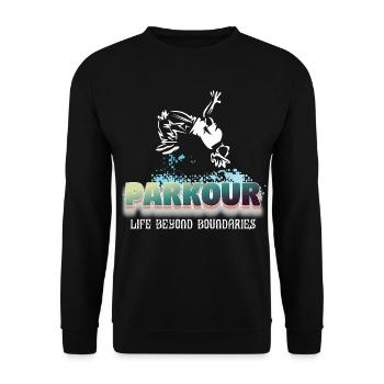 Parkour Life Beyond Boundaries - Unisex Sweatshirt - black - Front - Alina (178cm) & Michal (187cm)