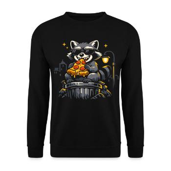 Pizza au raton laveur mignon, animaux sauvages drôles - Sweat-shirt Unisexe - noir - Devant - Alina (178cm) & Michal (187cm)