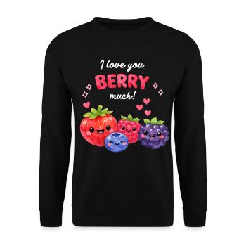 Je t’aime beaucoup de baies de kawaï couple amoureux - Sweat-shirt Unisexe - noir - Devant - Alina (178cm) & Michal (187cm)