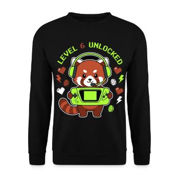 Level 6 Unlocked Red Panda Gamer - Unisex Sweatshirt - black - Front - Alina (178cm) & Michal (187cm)