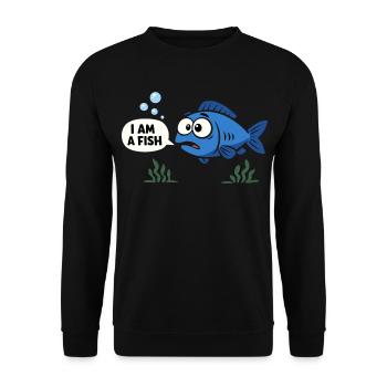 Blauer Fisch Kostüm Meerestier Karneval Fasching - Unisex Pullover - Schwarz - Vorne - Alina (178cm) & Michal (187cm)
