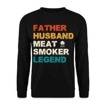 Father Husband Meat Smoker Legend - Unisex Pullover - Schwarz - Vorne - Alina (178cm) & Michal (187cm)