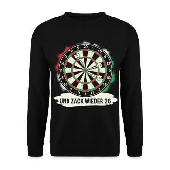 Dart Zack wieder 26 Darts Spruch Lustig Geschenk - Unisex Pullover - Schwarz - Vorne - Alina (178cm) & Michal (187cm)