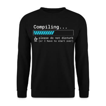 Funny Programmer T-Shirt - Compiling Please - Unisex Sweatshirt - black - Front - Alina (178cm) & Michal (187cm)