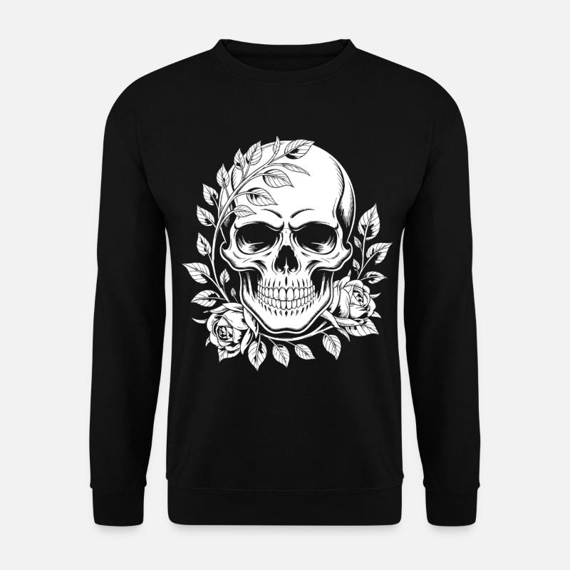 Crâne avec couronne de fleurs - Sweat-shirt Unisexe - noir