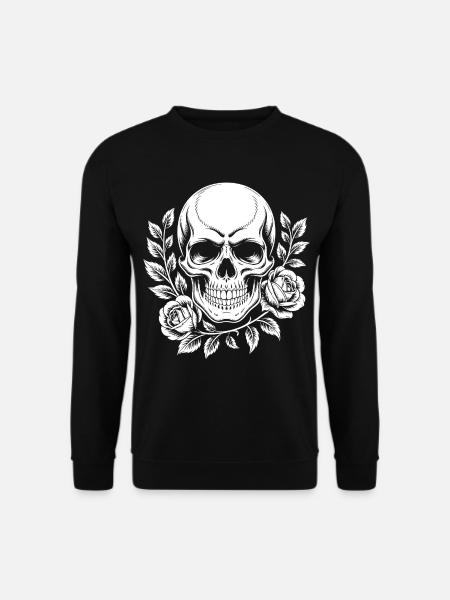 Crâne avec couronne de fleurs - Sweat-shirt Unisexe - noir