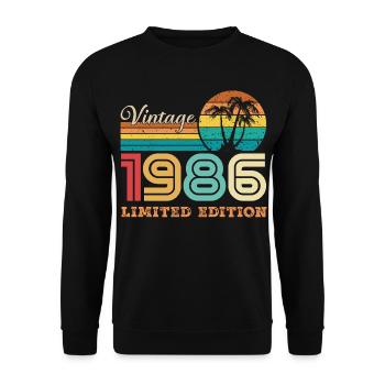 1986 Vintage Retro 1986 Birthday Gift - Unisex Sweatshirt - black - Front - Alina (178cm) & Michal (187cm)