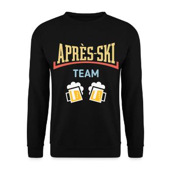 Après-Ski Team (Bier / Apres Ski / Konkav / 5C) - Unisex Pullover - Schwarz - Vorne - Alina (178cm) & Michal (187cm)