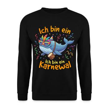 Ich bin ein Karnewal Konfetti Damen Karneval Lusti - Unisex Pullover - Schwarz - Vorne - Alina (178cm) & Michal (187cm)