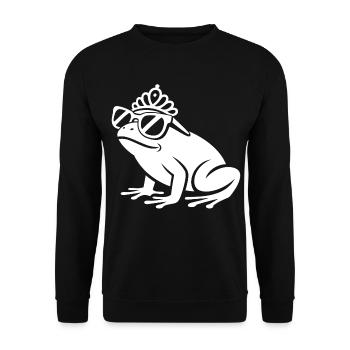 Frosch mit Krone und Sonnenbrille - Unisex Pullover - Schwarz - Vorne - Alina (178cm) & Michal (187cm)