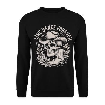 Schädel mit Cowboyhut Line Dance Forever - Unisex Pullover - Schwarz - Vorne - Alina (178cm) & Michal (187cm)