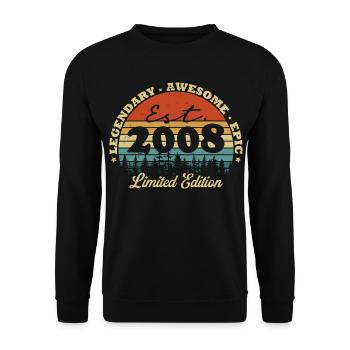 Légendaire depuis 2008 – Cadeau d’anniversaire vintage - Sweat-shirt Unisexe - noir - Devant - Alina (178cm) & Michal (187cm)