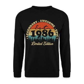 Légendaire depuis 1986 – Cadeau d’anniversaire vintage - Sweat-shirt Unisexe - noir - Devant - Alina (178cm) & Michal (187cm)
