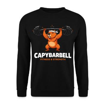 Capybarbell Fitness Training Capybara Gym - Unisex Pullover - Schwarz - Vorne - Alina (178cm) & Michal (187cm)