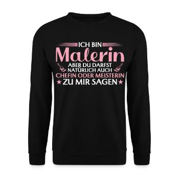 Patronne ou Maître artisan - Peintre - Sweat-shirt Unisexe - noir - Devant - Alina (178cm) & Michal (187cm)
