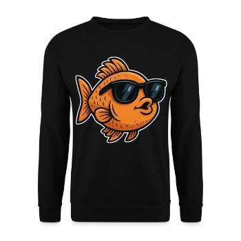 Poisson rouge avec des lunettes de soleil - Sweat-shirt Unisexe - noir - Devant - Alina (178cm) & Michal (187cm)