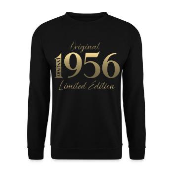 70e anniversaire Original janvier Né en 1956 - Sweat-shirt Unisexe - noir - Devant - Alina (178cm) & Michal (187cm)