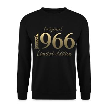 60e anniversaire Original Millésime janvier 1966 - Sweat-shirt Unisexe - noir - Devant - Alina (178cm) & Michal (187cm)