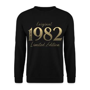 44e anniversaire Original janvier 1982 - Sweat-shirt Unisexe - noir - Devant - Alina (178cm) & Michal (187cm)