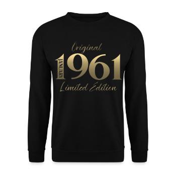 65e anniversaire Original janvier 1961 - Sweat-shirt Unisexe - noir - Devant - Alina (178cm) & Michal (187cm)