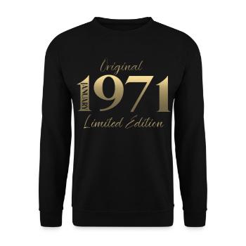55e anniversaire Original janvier Né en 1971 - Sweat-shirt Unisexe - noir - Devant - Alina (178cm) & Michal (187cm)