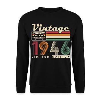 Original 1946 Vintage Birthday Retro - Unisex Sweatshirt - black - Front - Alina (178cm) & Michal (187cm)