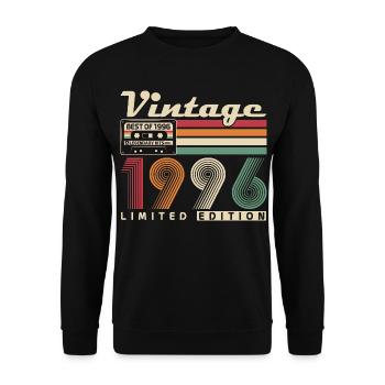 Original 1996 Vintage Vintage Birthday Retro - Unisex Sweatshirt - black - Front - Alina (178cm) & Michal (187cm)