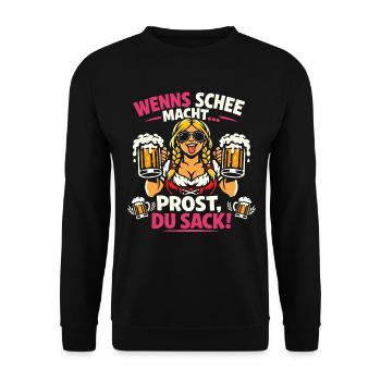 Passend für Outfit Damen Trachtenshirt - Unisex Pullover - Schwarz - Vorne - Alina (178cm) & Michal (187cm)