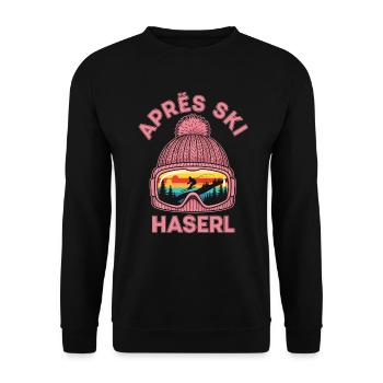 Apres Ski Haserl Lustiges Party Outfit T-Shirt - Unisex Pullover - Schwarz - Vorne - Alina (178cm) & Michal (187cm)