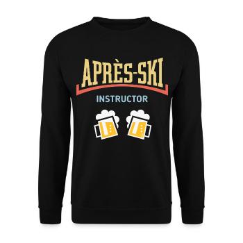 Après-Ski Instructor (Bier Apres Ski Konkav / 5C) - Unisex Pullover - Schwarz - Vorne - Alina (178cm) & Michal (187cm)