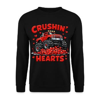 Junge Valentine Monstertruck Herz Lustig Geschenk - Unisex Pullover - Schwarz - Vorne - Alina (178cm) & Michal (187cm)