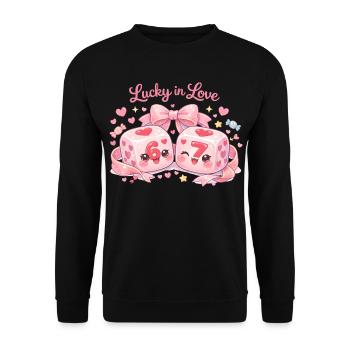Valentinstag Würfel 67 Six Seven Meme Lustig - Unisex Pullover - Schwarz - Vorne - Alina (178cm) & Michal (187cm)
