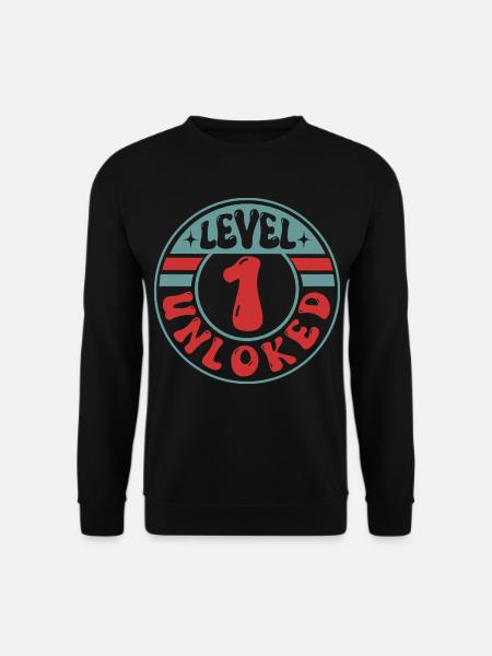 Level 1 Unlocked – Cool Gamer Design - Unisex Sweatshirt - black