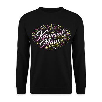 Kölner Karnevalsmaus Alaaf Lustig Fasching Geschen - Unisex Pullover - Schwarz - Vorne - Alina (178cm) & Michal (187cm)