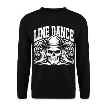 Line Dance Schädel Cowboy - Unisex Pullover - Schwarz - Vorne - Alina (178cm) & Michal (187cm)