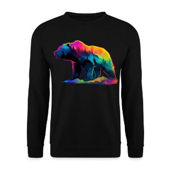 Bear In The Mountains  - Unisex Sweatshirt - black - Front - Alina (178cm) & Michal (187cm)