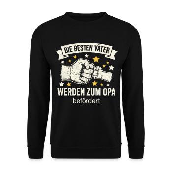 The best fathers are promoted to grandpa I Birth - Unisex Sweatshirt - black - Front - Alina (178cm) & Michal (187cm)