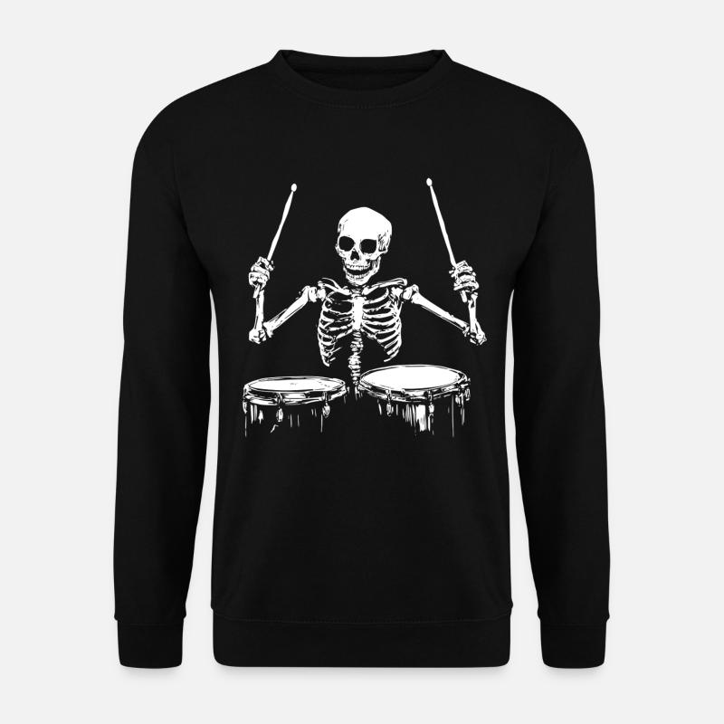 Skelett Drummer Schlagzeug Schlagzeuger Drums - Unisex Pullover - Schwarz