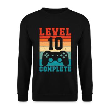 10. Geburtstag Level 10 Complete 10 Jahre Gamer  - Unisex Pullover - Schwarz - Vorne - Alina (178cm) & Michal (187cm)