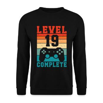 19th Birthday Level 19 Complete 19 Years Gamer - Unisex Sweatshirt - black - Front - Alina (178cm) & Michal (187cm)